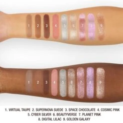 THE BEAUTYVERSE PALETTE LIMITED EDITION EYESHADOW PALETTE 15 THE BEAUTYVERSE PALETTE LIMITED EDITION EYESHADOW PALETTE -Charlotte Tillbury Store ARM SWATCHES BEAUTYVERSE