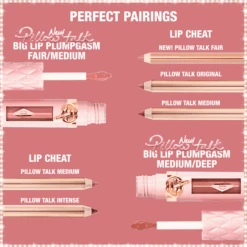 PILLOW TALK BIG LIP PLUMPGASM MEDIUM TO DEEP -Charlotte Tillbury Store PLUMPGASM PERFECT PAIRINGS 1